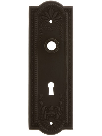 Meadows Design Forged Brass Back Plate With Keyhole in Oil-Rubbed Bronze.